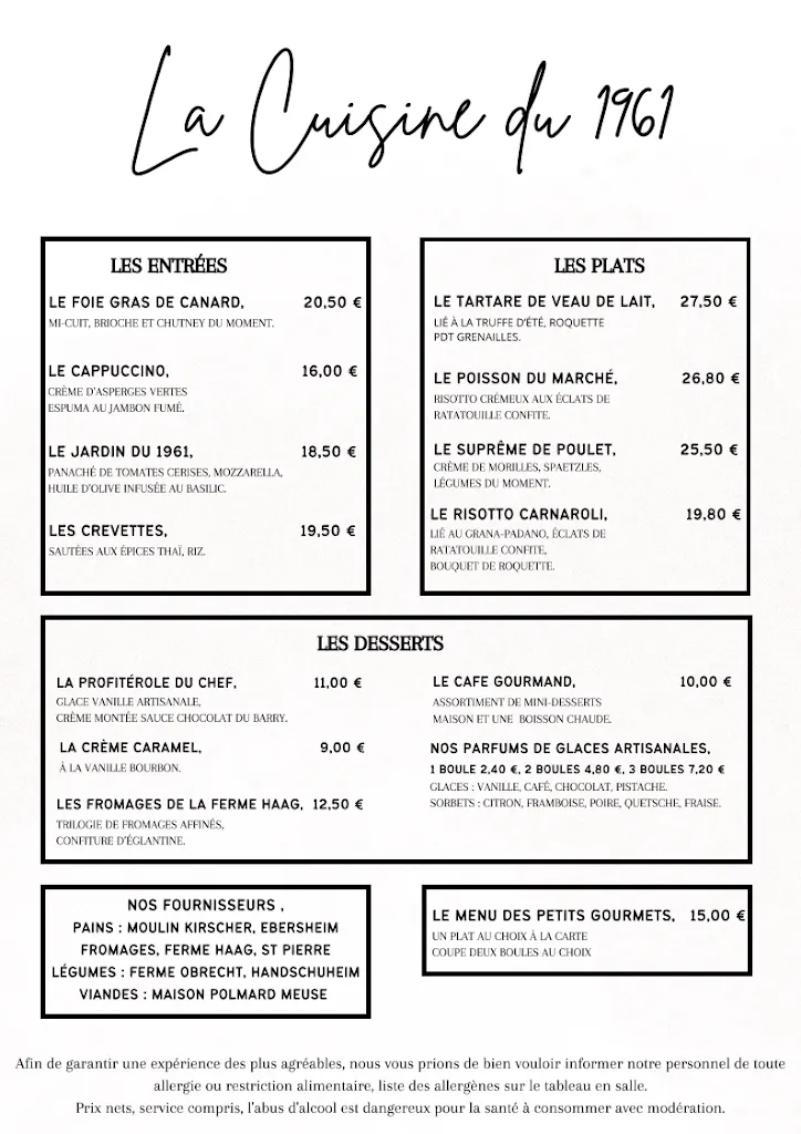 Menu_RESTAURANT LE 1961_France_image_1