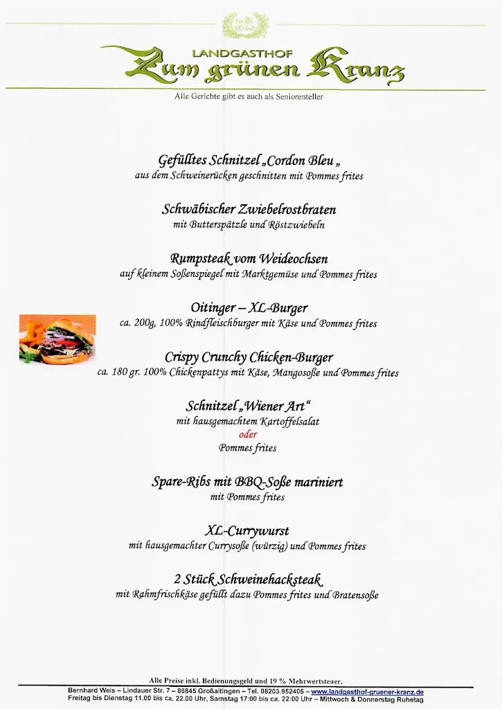 Menu_Landgasthof Zum grünen Kranz_Großaitingen_immagine_1