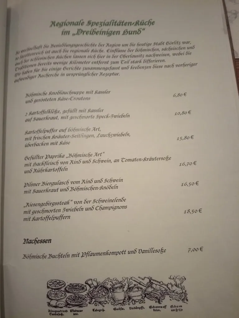 Menu_Restaurant Dreibeiniger Hund_Görlitz_immagine_1