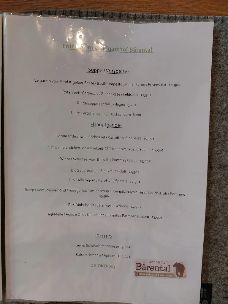 Menu_Landgasthof Bärental - Sulzfeld_Sulzfeld_immagine_3