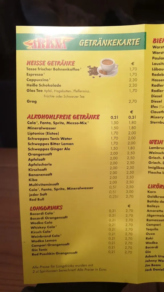 Menu_Arena Bistro & Bar_Löbau_immagine_3