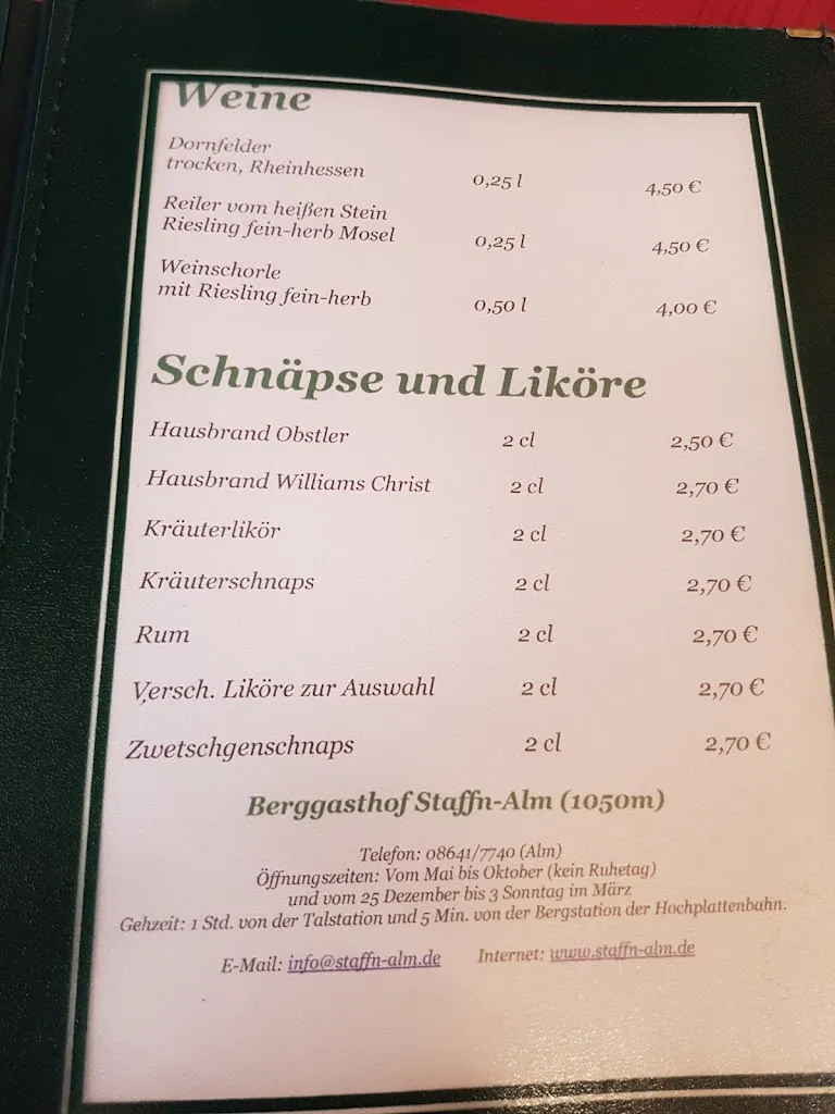 Menu_Berggasthof Staffn - Alm_Marquartstein_immagine_1