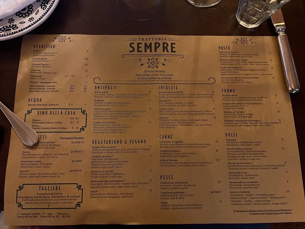 Menu_Trattoria Sempre Zürich_Zürich_image_1