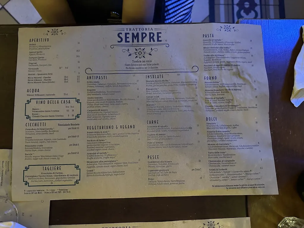 Menu_Trattoria Sempre Zürich_Zürich_image_3