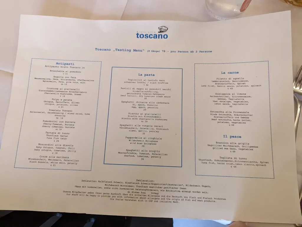 Menu_Ristorante Toscano_Zürich_image_1