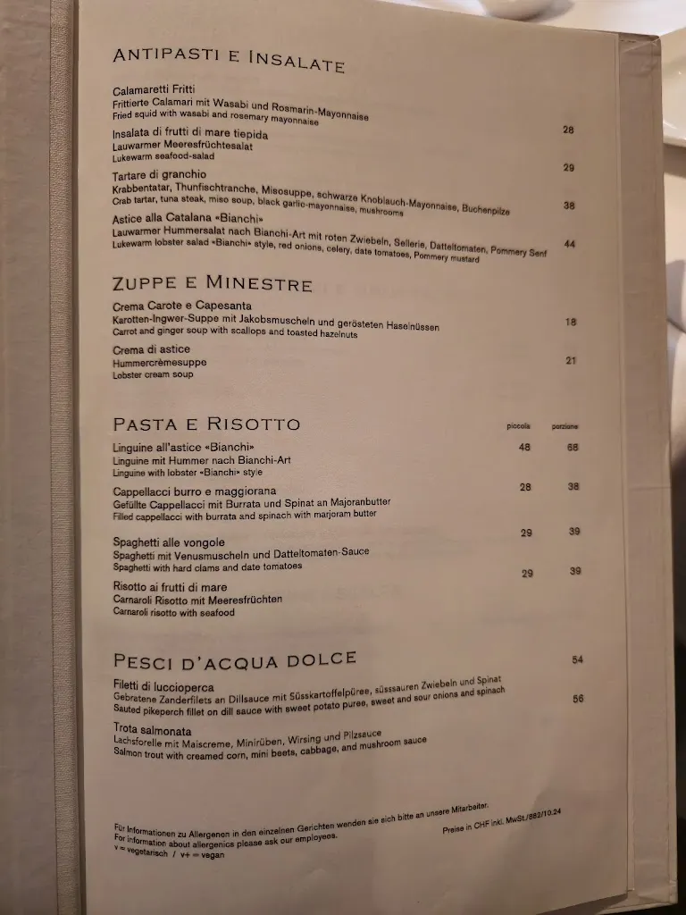 Menu_Ristorante Bianchi_Zürich_image_1