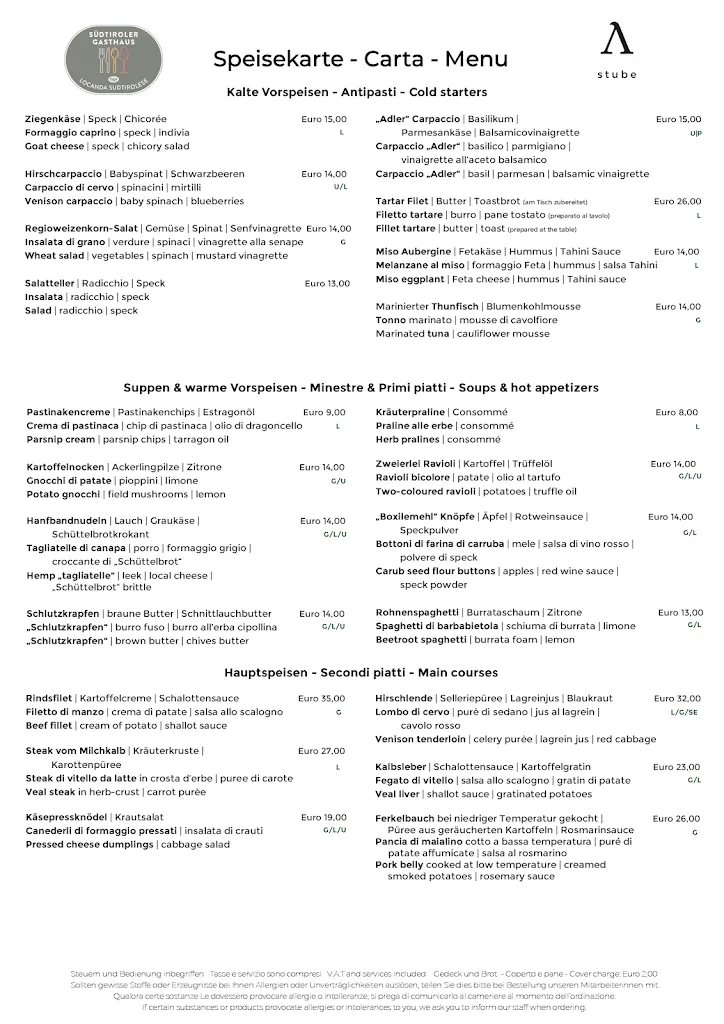 Menu_Restaurant Adler Stube_Italy_image_1