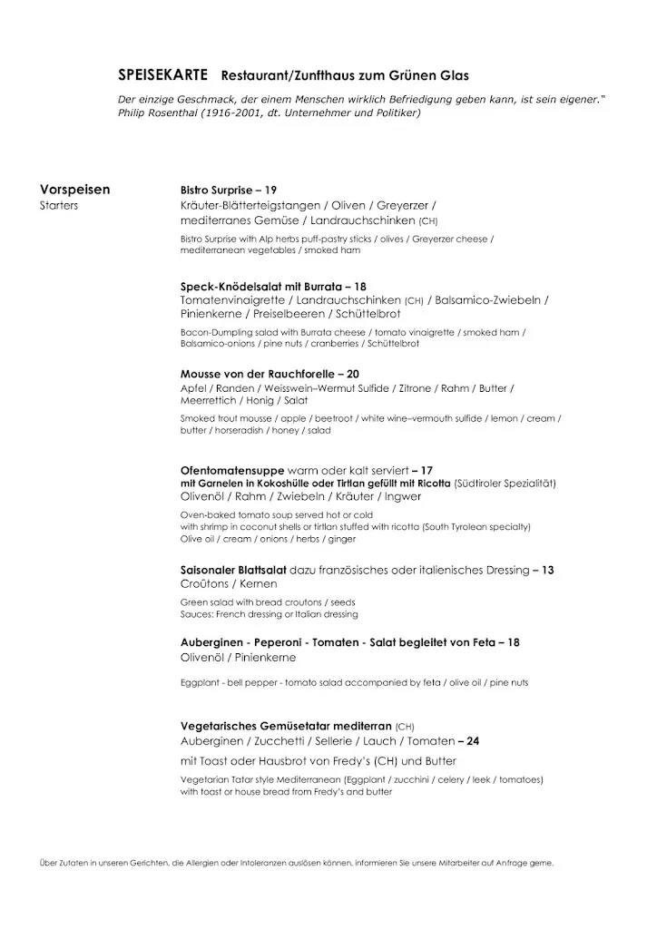 Menu_Restaurant zum Grünen Glas_Zürich_image_4