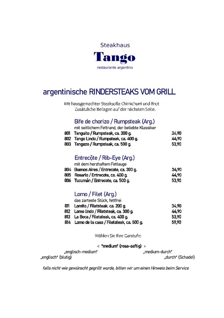 Menu_Steakhouse tango in the rathskeller_Asperg_immagine_1