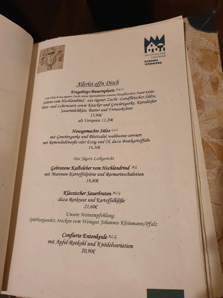 Menu_Altsächsischer Gasthof Kleines Vorwerk_Sayda_image_2