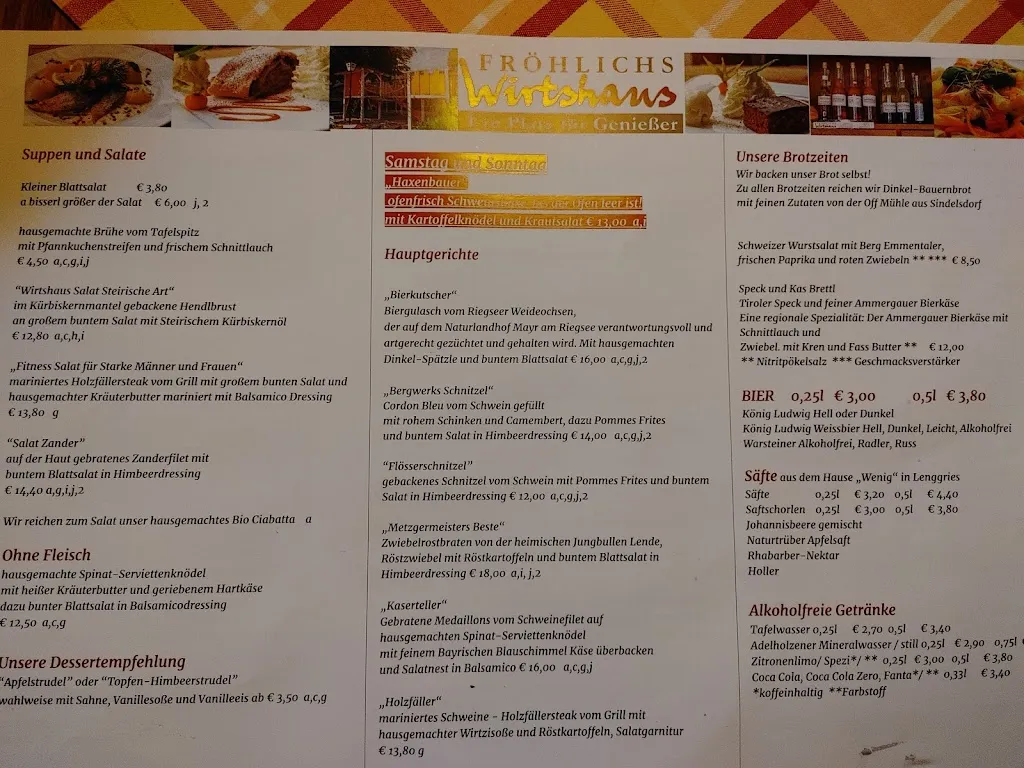 Menu_Fröhlichs Wirtshaus_Großweil_image_1
