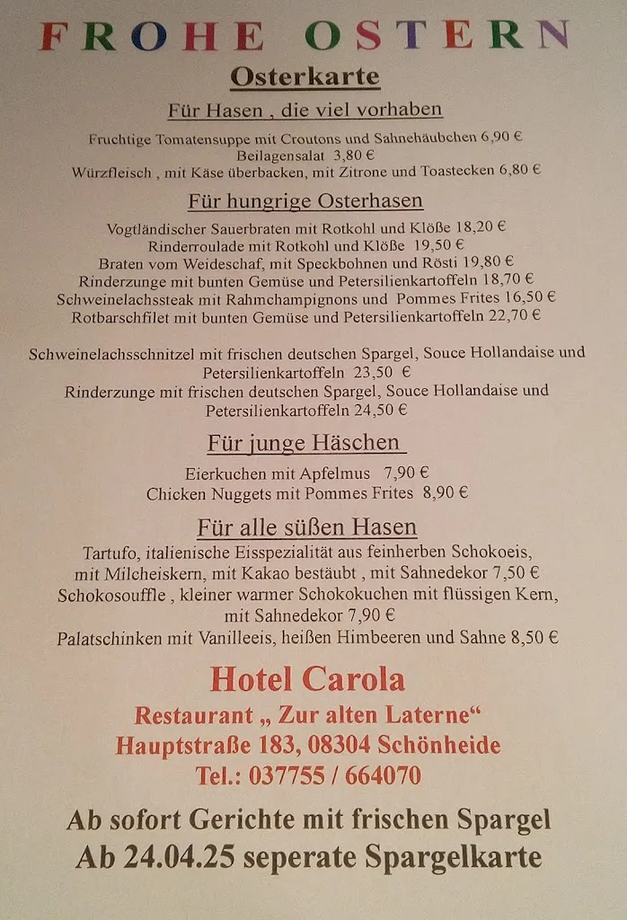 Menu_Hotel Carola und Restaurant Zur alten Laterne Fam. Weigel_Schönheide_image_1