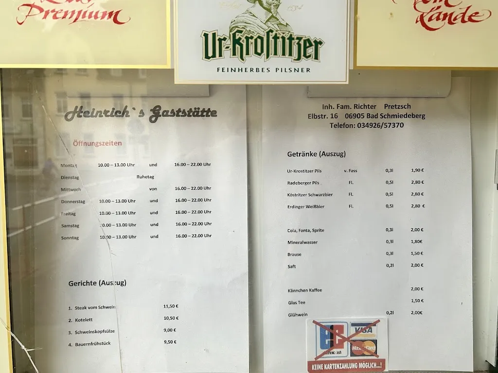 Menu_Heinrich's Gaststätte_Schmiedeberg_image_1