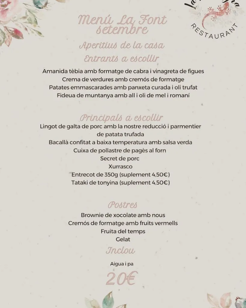 Menu_Restaurant La Font Negra_Spain_image_1