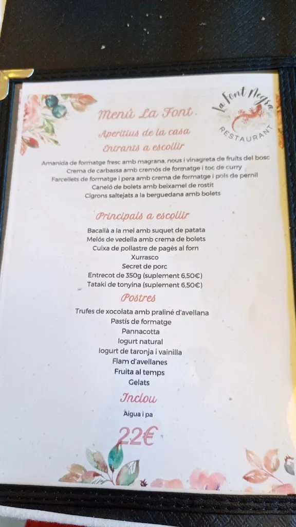 Menu_Restaurant La Font Negra_Spain_image_4