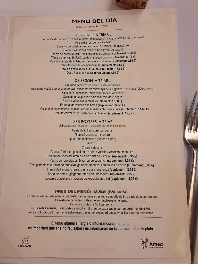 Menu_Restaurant La Cabana Berga_Spain_image_3