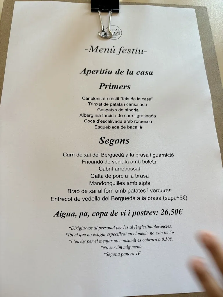 Menu_Restaurant Cal Travé_Spain_image_2