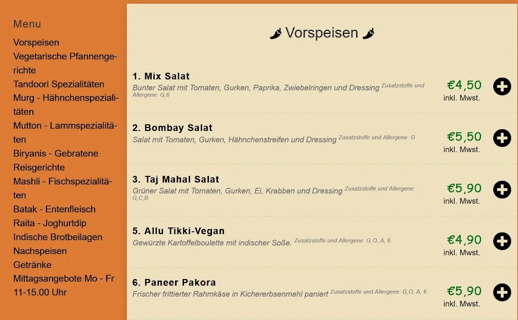 Menu_TAJ MAHAL Indisches Spezialitätenrestaurant_Merseburg_image_1