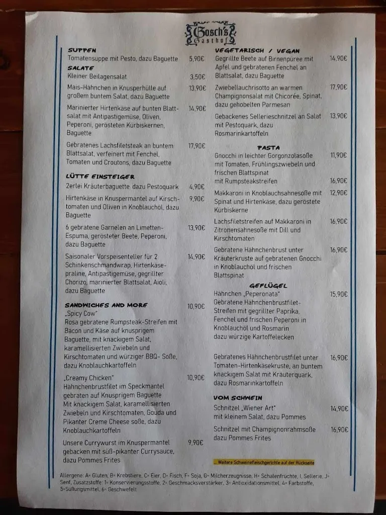 Menu_Gosch's Gasthof Schleswig_Schleswig_immagine_1