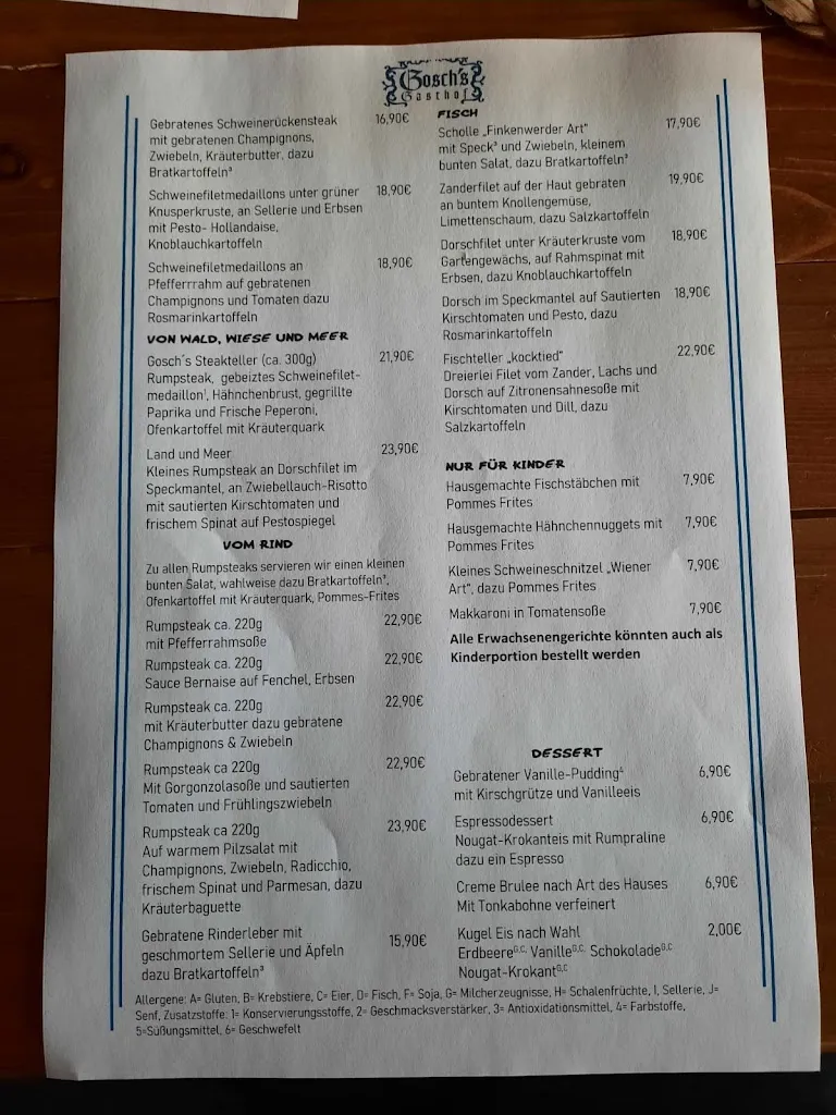 Menu_Gosch's Gasthof Schleswig_Schleswig_immagine_3