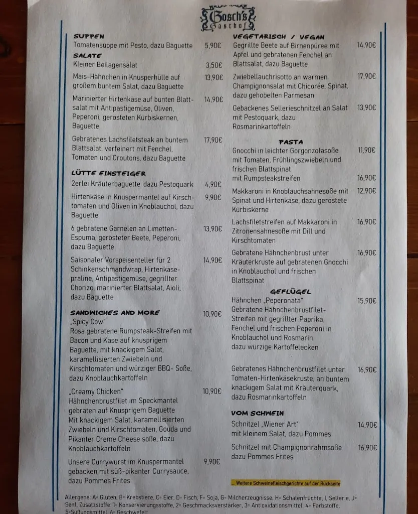 Menu_Gosch's Gasthof Schleswig_Schleswig_immagine_4