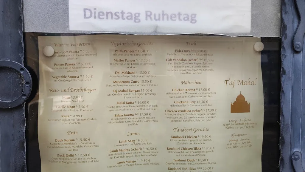 Menu_Taj Mahal Wittenberg_Wittenberg_image_2