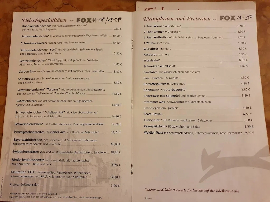 Menu_Café - Restaurant - Fox_Grafenau_image_1