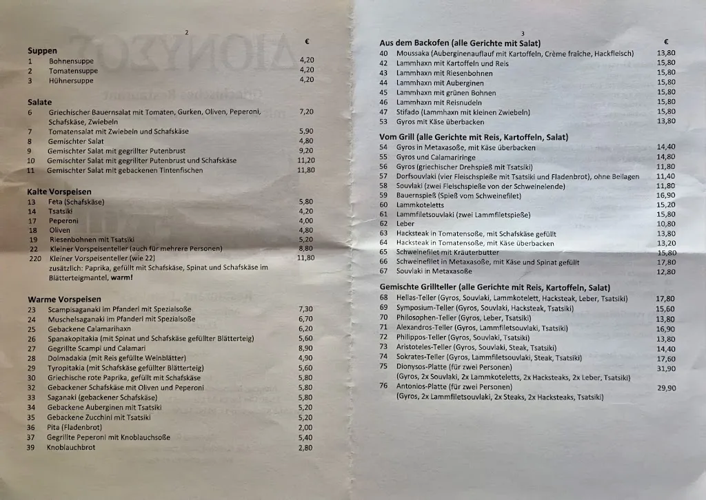 Menu_Gaststätte Dionysos_Peißenberg_image_1