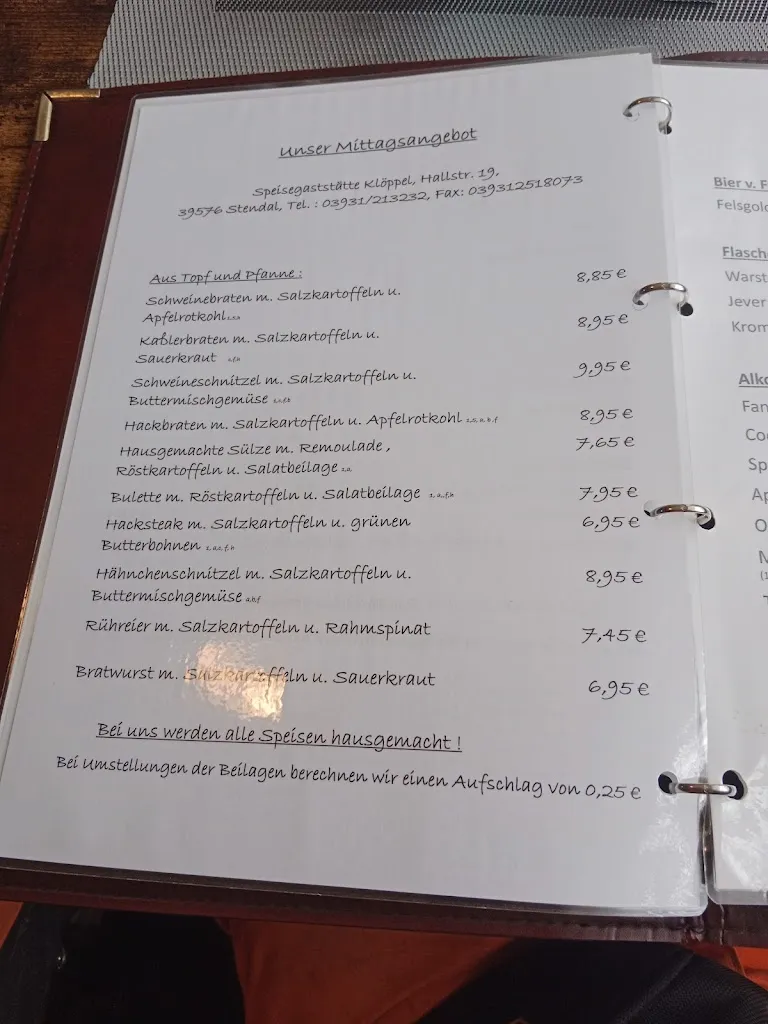 Menu_Gaststätte Frank Klöppel_Stendal_immagine_1