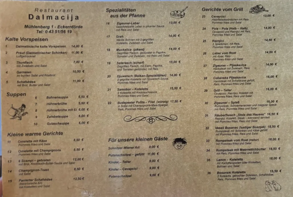 Menu_Restaurant Dalmacija_Eckernförde_immagine_3