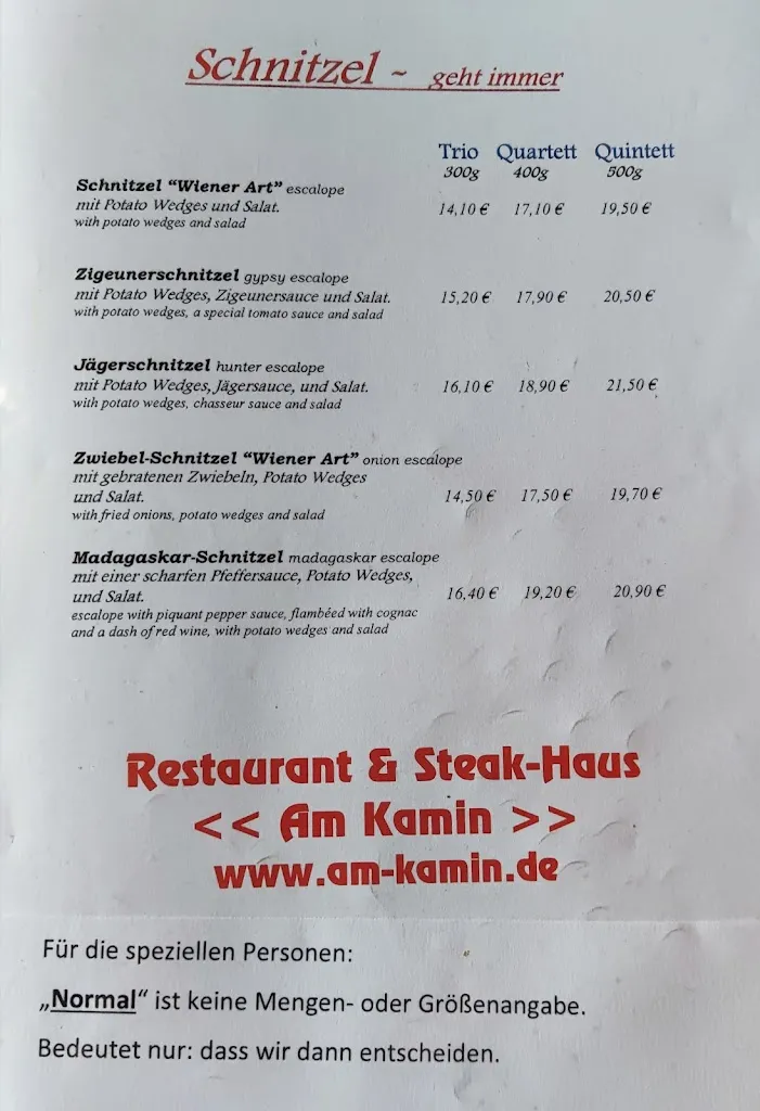 Menu_Restaurant und Steak-Haus 