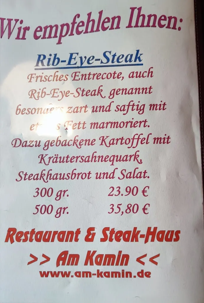 Menu_Restaurant und Steak-Haus 