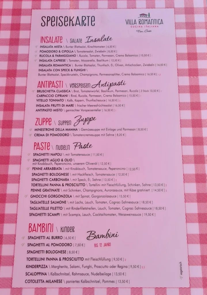 Menu_VILLA ROMANTICA - Cucina Italiana_Olching_immagine_2