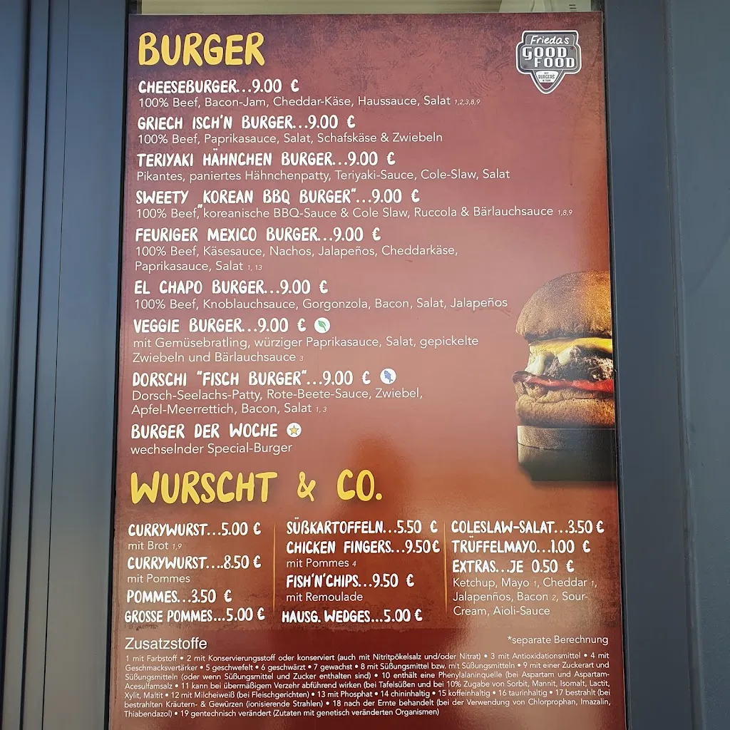 Menu_Burger, Wurscht & Co. - Frieda's Good Food Imbiss_Großenbrode_image_1