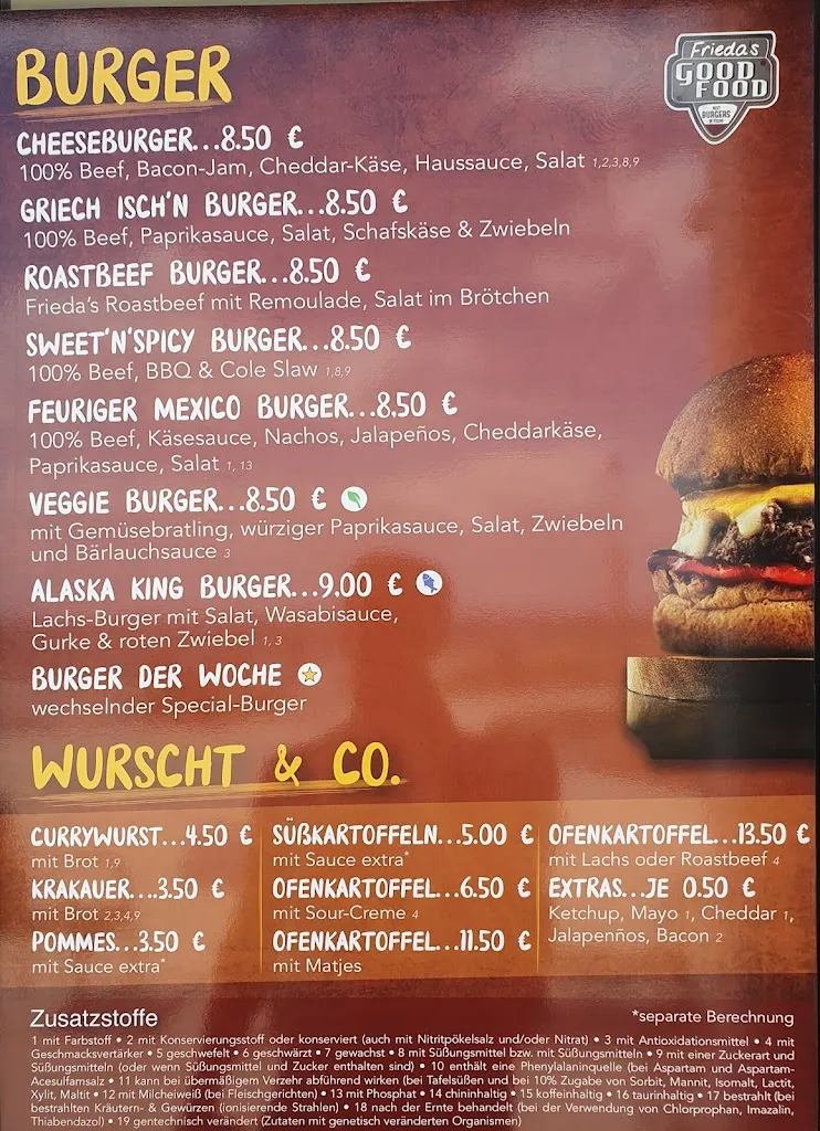 Menu_Burger, Wurscht & Co. - Frieda's Good Food Imbiss_Großenbrode_image_2