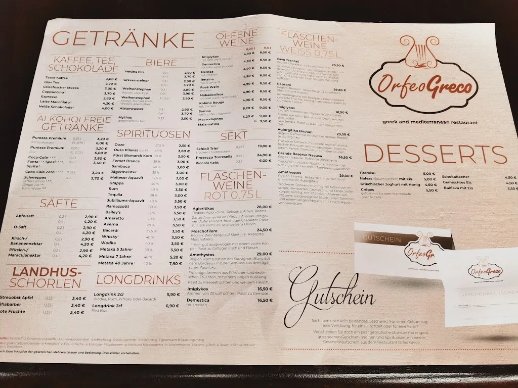 Menu_Restaurant Orfeo Greco_Heiligenhafen_immagine_4