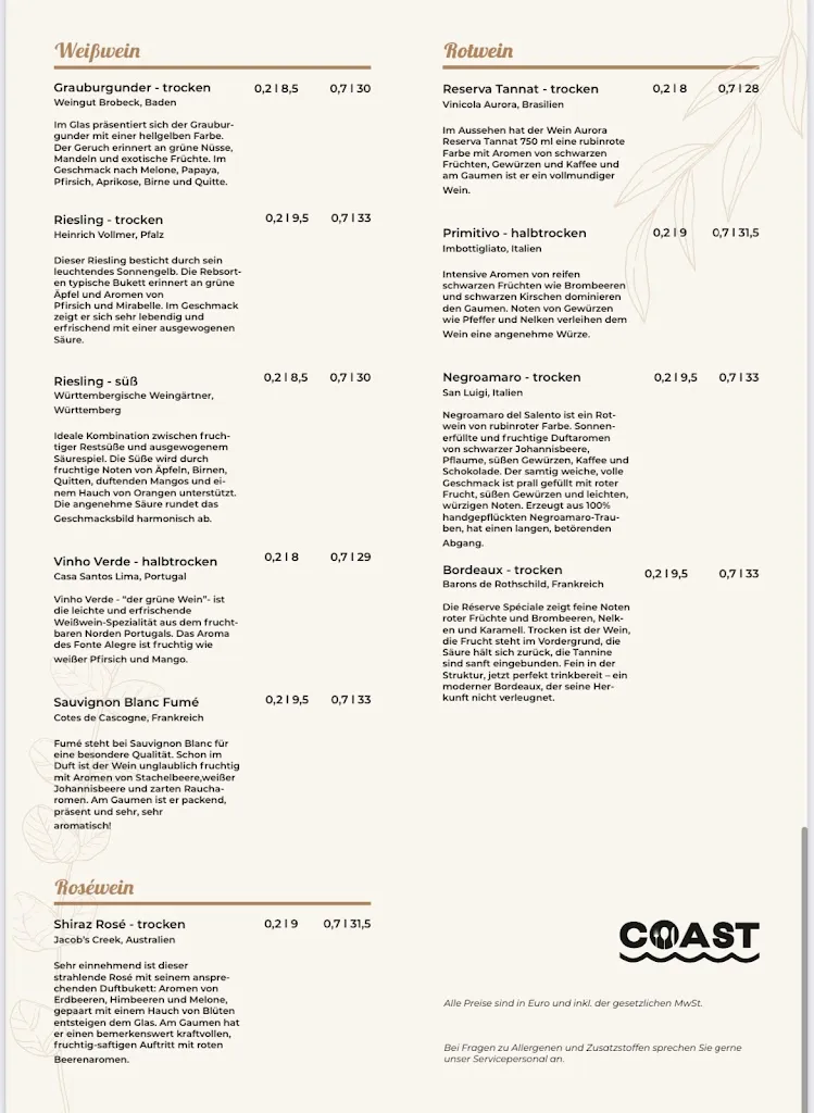 Menu_Restaurant COAST Heiligenhafen_Heiligenhafen_image_1