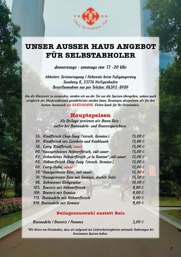 Menu_China Restaurant Xiao_Heiligenhafen_immagine_3