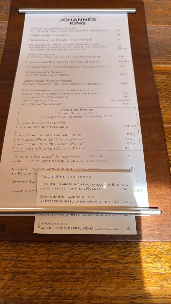 Menu_Genussshop der Sylter Manufaktur Johannes King_Sylt_image_1