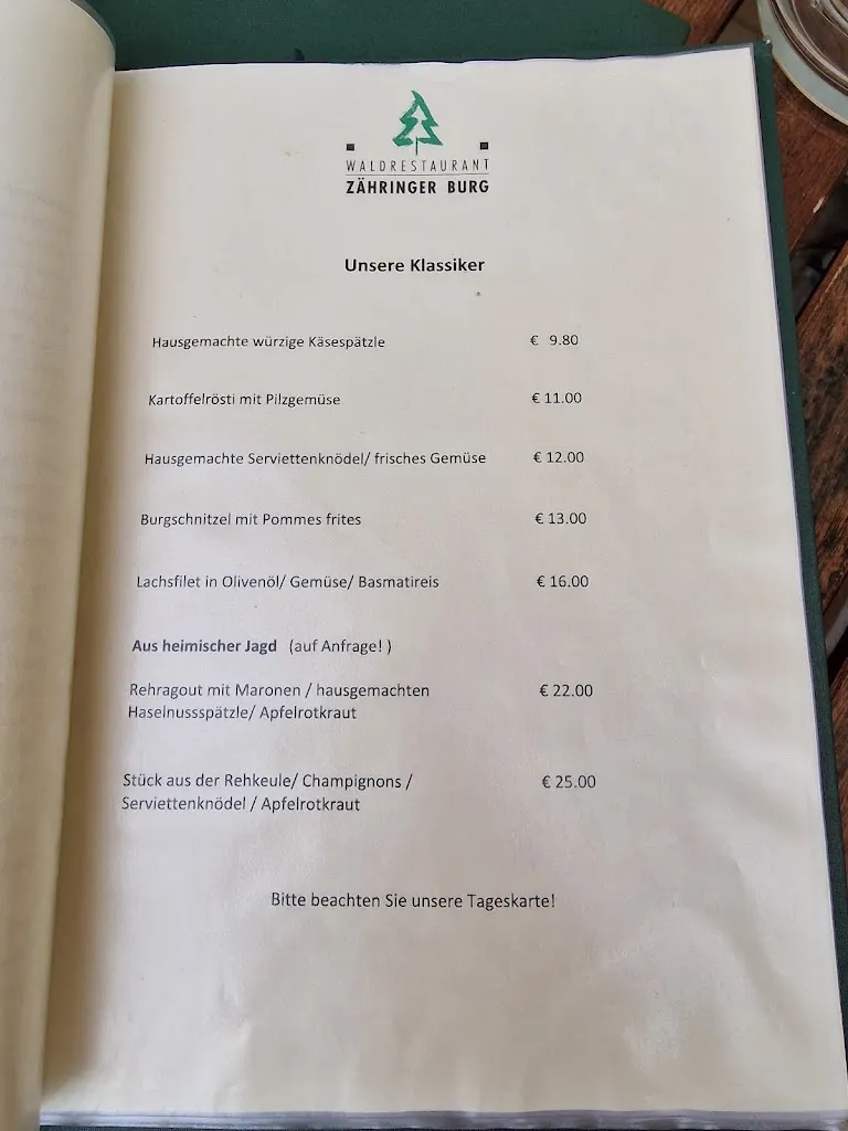 Menu_Waldrestaurant Zähringer Burg - Freiburg im Breisgau_Breisgau_immagine_1