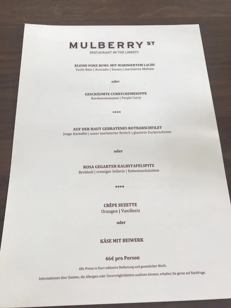 Menu_Mulberry St Casual Food - Restaurant im THE LIBERTY_Bremerhaven_image_2
