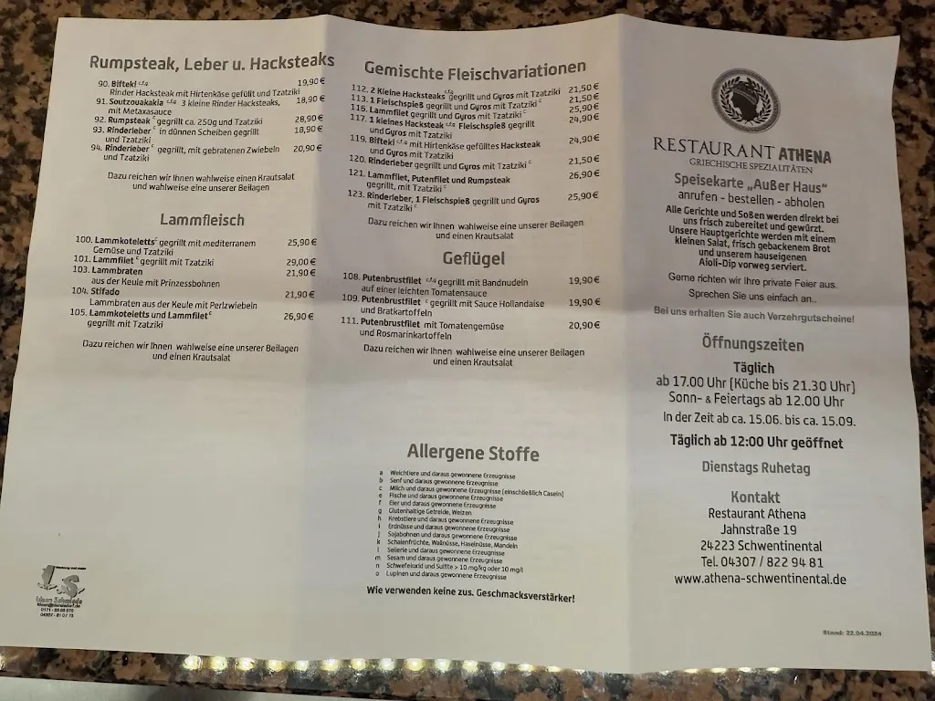 Menu_Restaurant Athena_Schwentinental_immagine_2