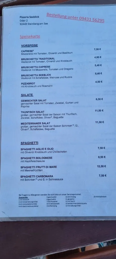 Menu_Gaststätte, Pizzeria und Biergarten Seeblick - Christian Gradl_See_image_2