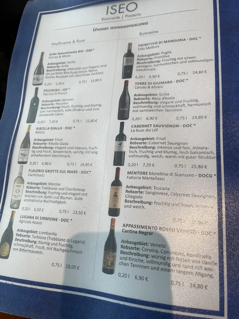 Menu_Iseo Ristorante Pizzeria_Haar_immagine_1