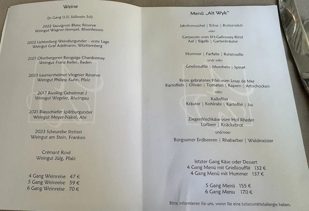 Menu_Restaurant Alt Wyk_Föhr_immagine_1