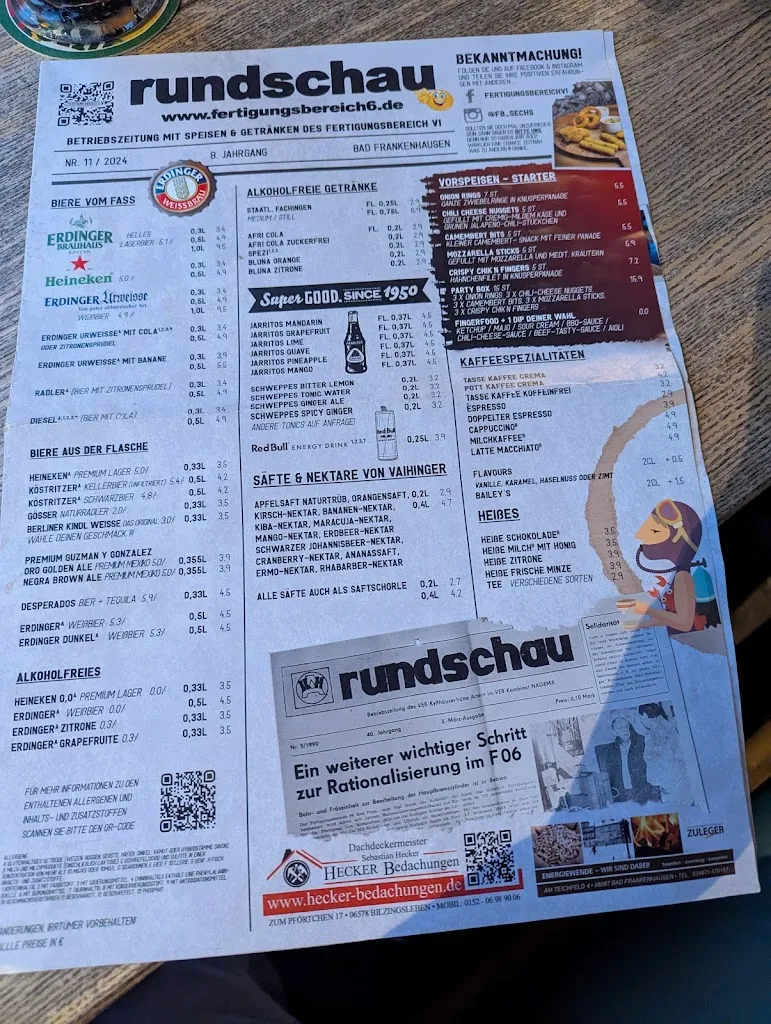 Menu_Fertigungsbereich VI Bar-Restaurant-Lounge_Frankenhausen/Kyffhäuser_image_1