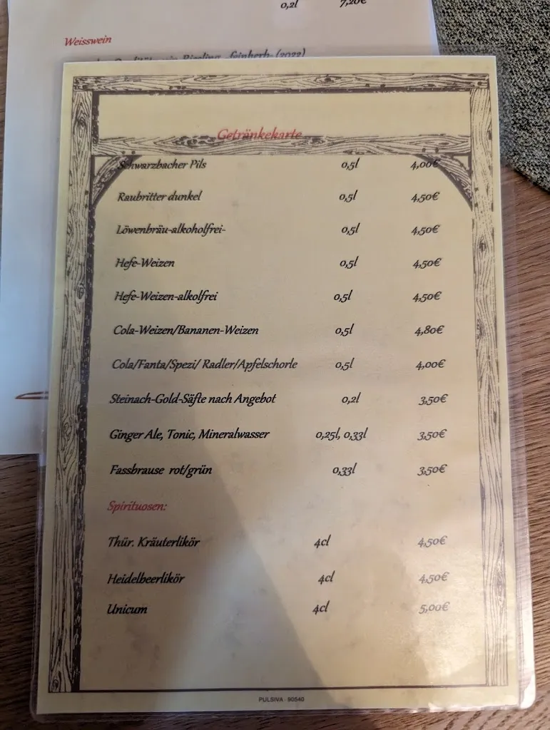 Menu_Gasthaus & Pension 