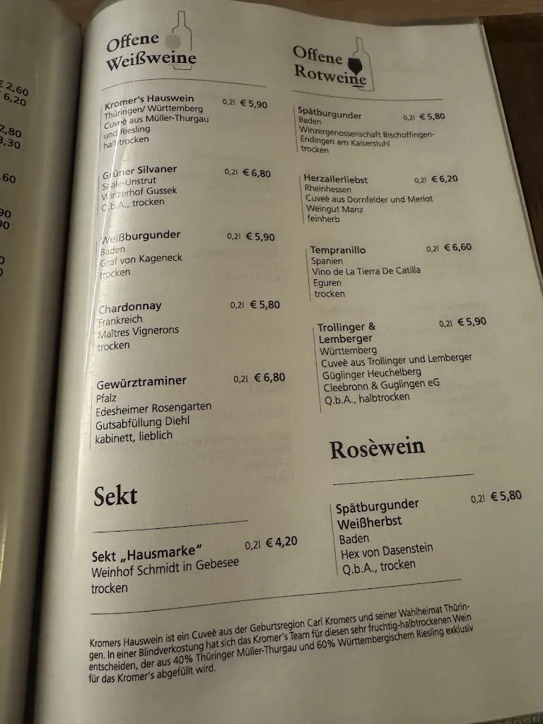 Menu_Kromer's Restaurant & Gewölbekeller_Erfurt_image_4