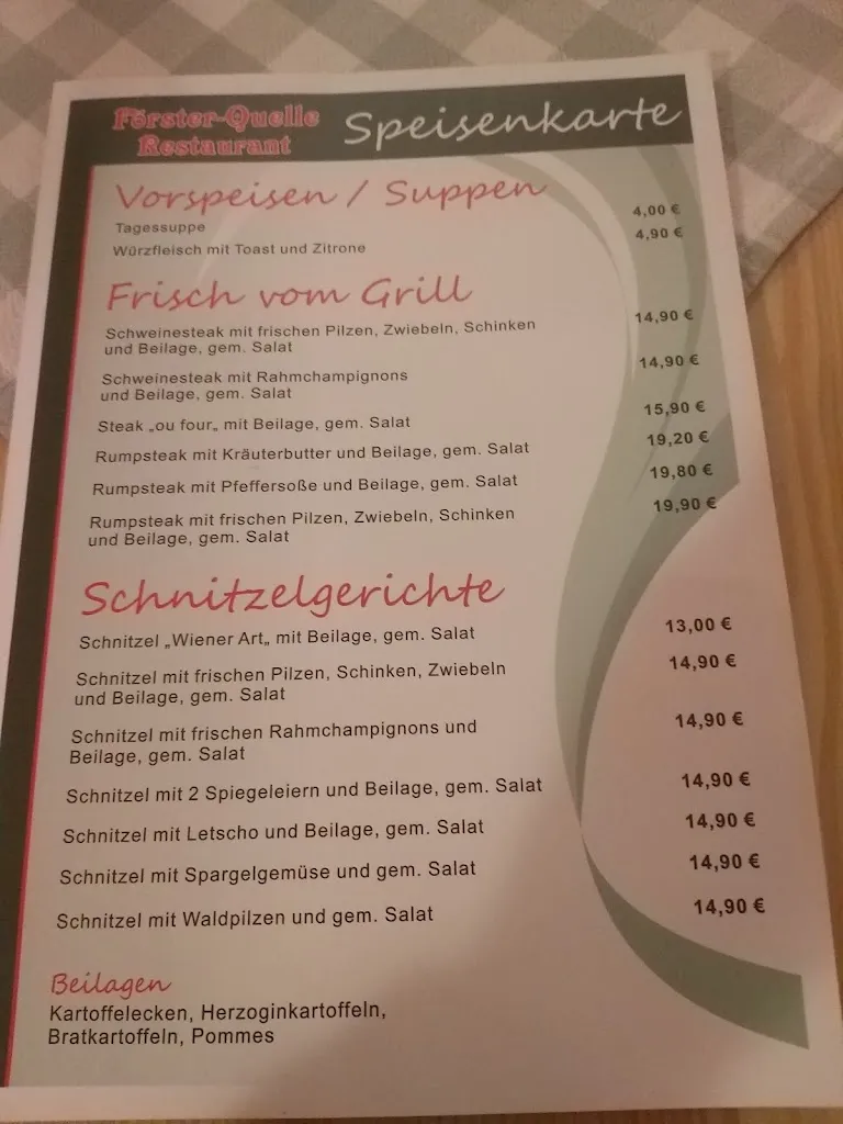 Menu_Gaststätte Förster-Quelle_Sonneberg_immagine_1