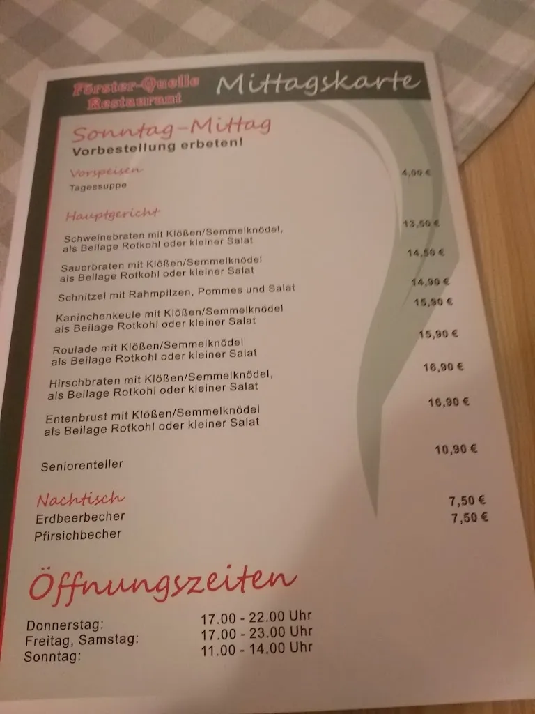 Menu_Gaststätte Förster-Quelle_Sonneberg_immagine_3